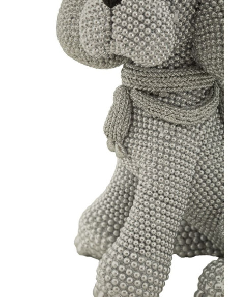 Statuette déco moderne Caniche assis en Résine Argenté Brillant Sparky Mauro Ferretti - 4