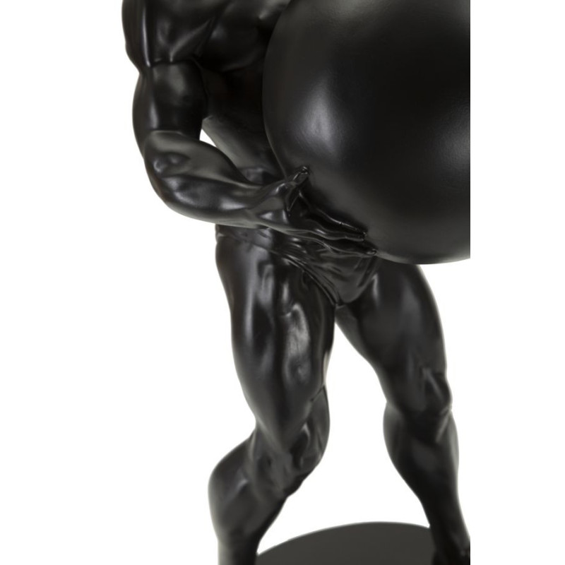 Statue déco moderne Homme avec globe Hauteur 43 cm en Résine Noir Atlas 