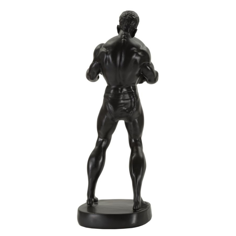 Statue déco moderne Homme avec globe Hauteur 43 cm en Résine Noir Atlas 