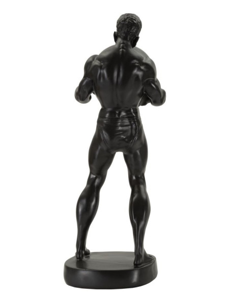 Statue déco moderne Homme avec globe Hauteur 43 cm en Résine Noir Atlas 