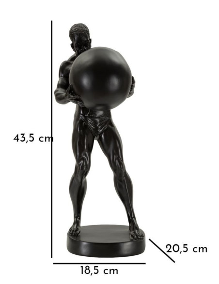 Statue déco moderne Homme avec globe Hauteur 43 cm en Résine Noir Atlas 