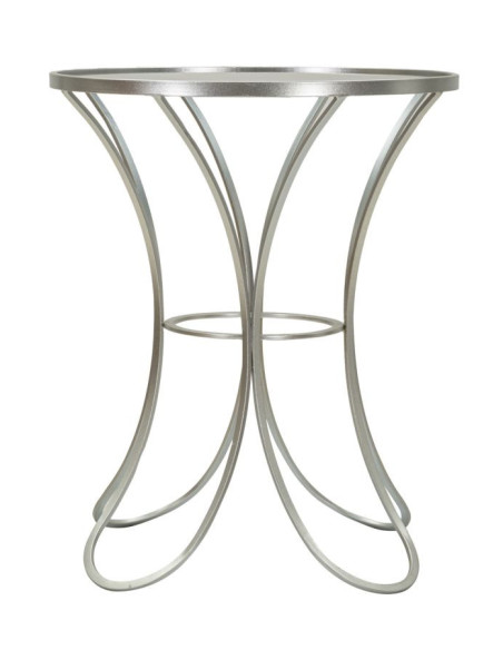Table d'appoint moderne Ronde en Métal Argenté Verre Trixy 