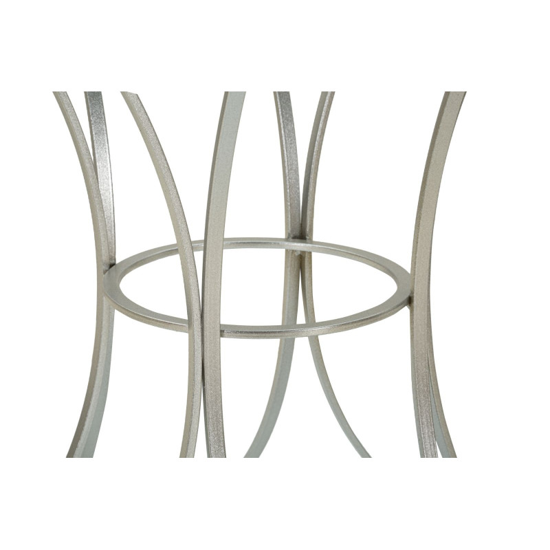 Table d'appoint moderne Ronde en Métal Argenté Verre Trixy 