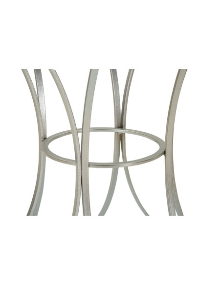 Table d'appoint moderne Ronde en Métal Argenté Verre Trixy 