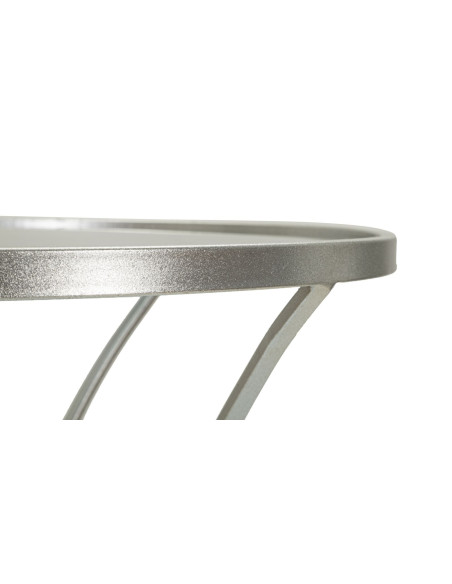 Table d'appoint moderne Ronde en Métal Argenté Verre Trixy 