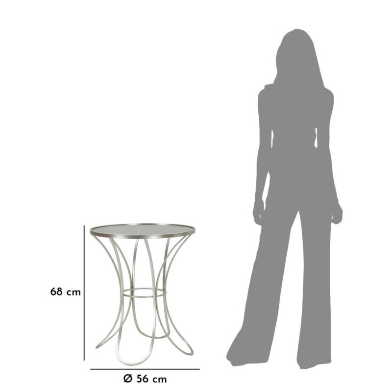Table d'appoint moderne Ronde en Métal Argenté Verre Trixy 