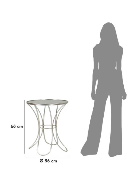 Table d'appoint moderne Ronde en Métal Argenté Verre Trixy 