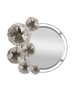 Grand Miroir mural modern Rond 85x80 en Métal Argenté Kandi - 1