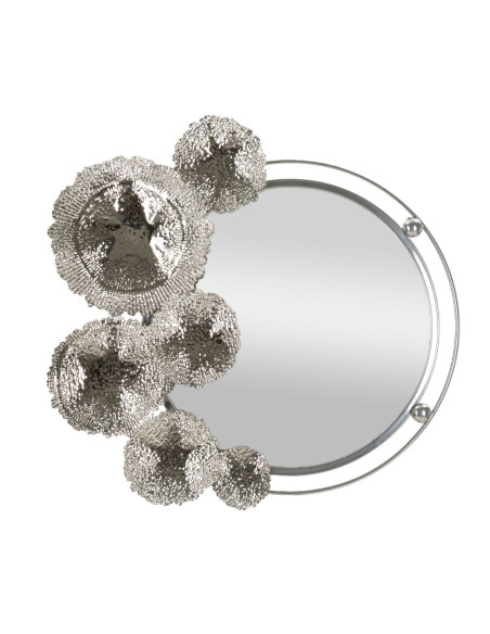 Grand Miroir mural modern Rond 85x80 en Métal Argenté Kandi 