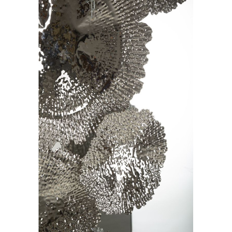 Grand Miroir mural modern Rond 85x80 en Métal Argenté Kandi 