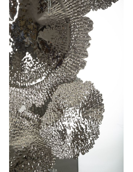 Grand Miroir mural modern Rond 85x80 en Métal Argenté Kandi 