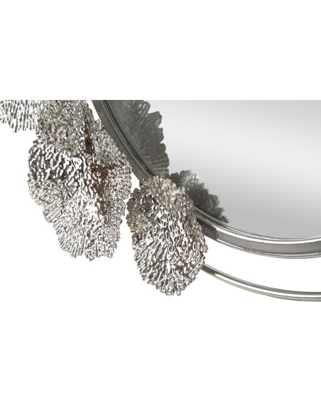 Grand Miroir mural modern Rond 85x80 en Métal Argenté Kandi 