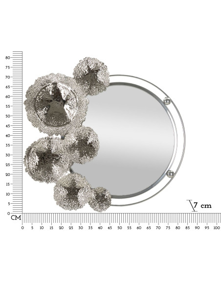 Grand Miroir mural modern Rond 85x80 en Métal Argenté Kandi 