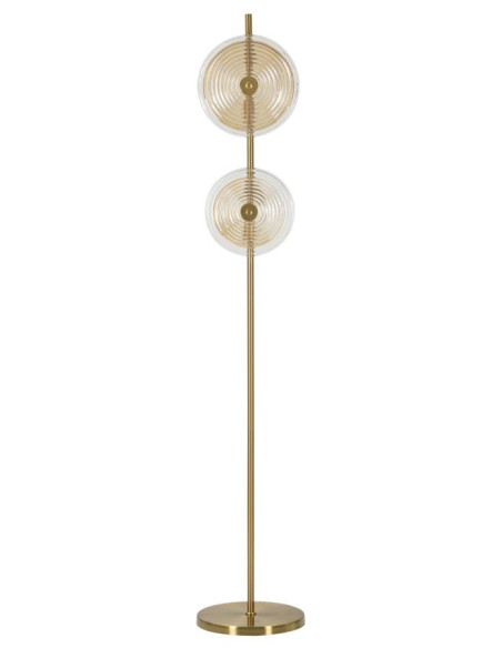 Lampadaire sur pied moderne chic Hauteur 168 cm en Verre Semi-transparent Ambré Métal Doré Venice - 1