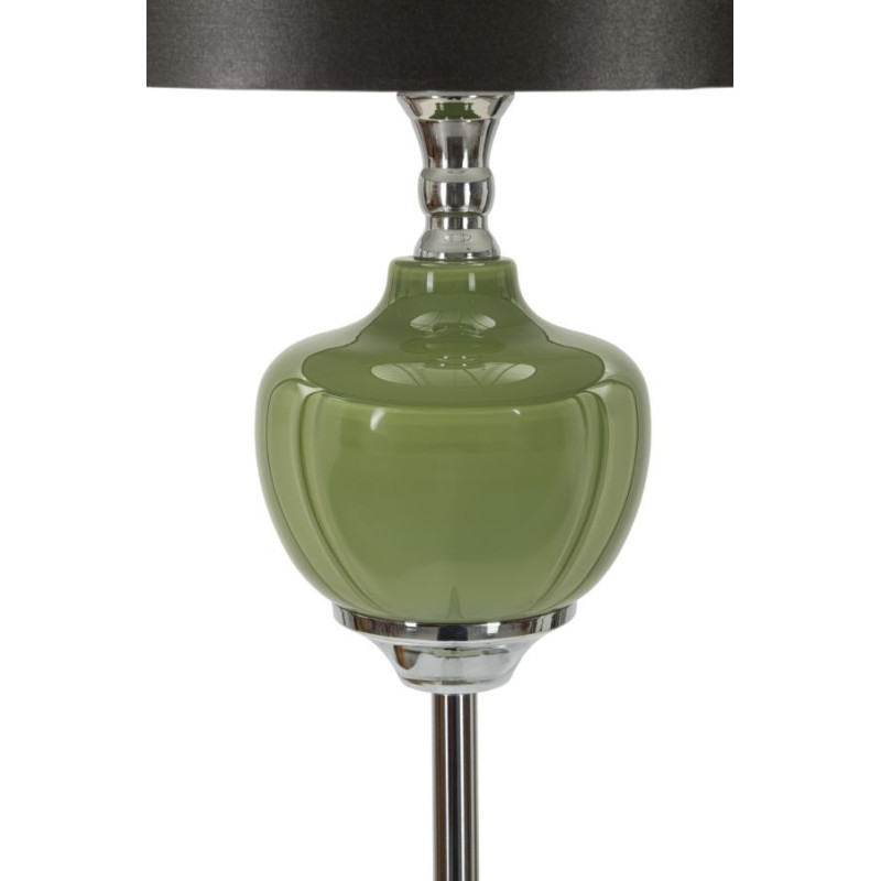 Lampadaire sur pied moderne chic Hauteur 155 cm en Métal Argenté Verre Vert Tissu Marron Eva 