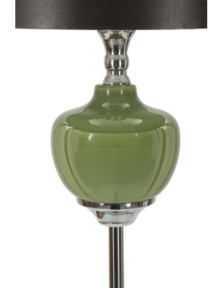 Lampadaire sur pied moderne chic Hauteur 155 cm en Métal Argenté Verre Vert Tissu Marron Eva 