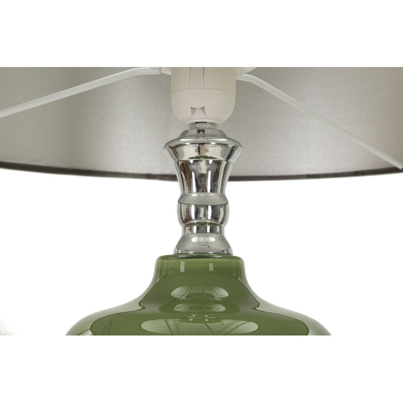 Lampadaire sur pied moderne chic Hauteur 155 cm en Métal Argenté Verre Vert Tissu Marron Eva 