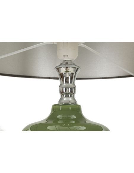 Lampadaire sur pied moderne chic Hauteur 155 cm en Métal Argenté Verre Vert Tissu Marron Eva 