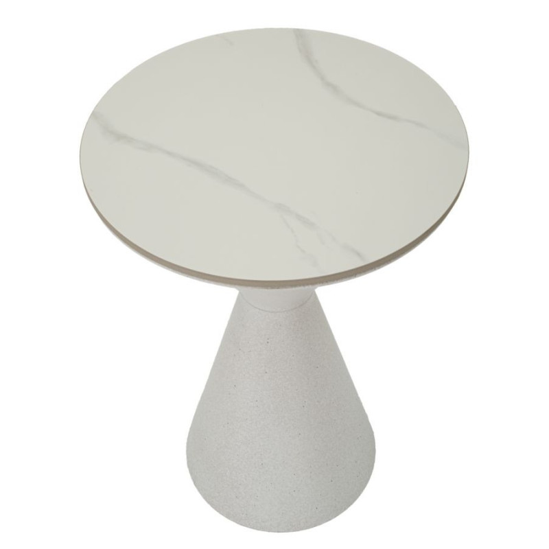 Table d'appoint minimaliste Ronde 44 cm en Métal Céramique Blanc White 