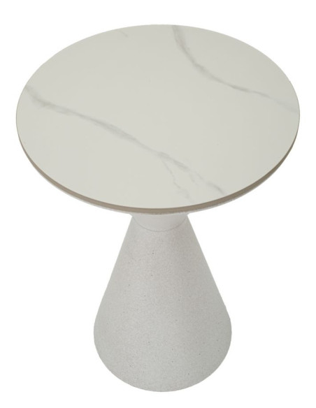 Table d'appoint minimaliste Ronde 44 cm en Métal Céramique Blanc White 