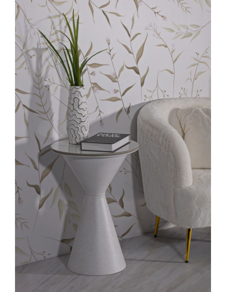 Table d'appoint minimaliste Ronde 44 cm en Métal Céramique Blanc White 