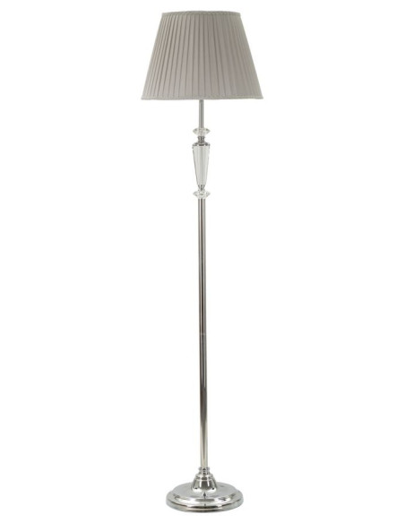 Lampadaire sur pied moderne chic Hauteur 164 cm en Métal Argenté Tissu Gris Verre Transparent Silvery 