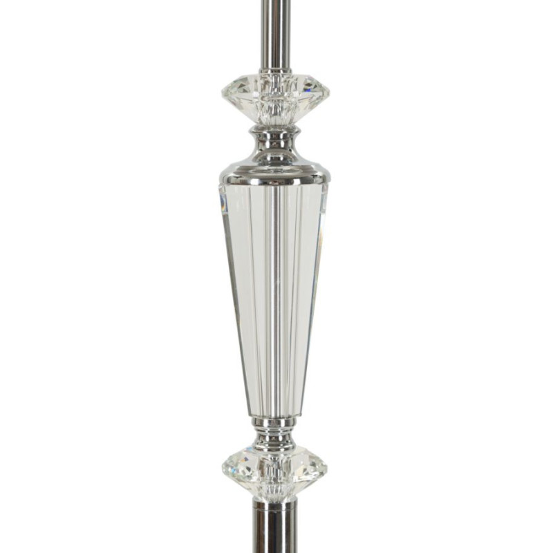 Lampadaire sur pied moderne chic Hauteur 164 cm en Métal Argenté Tissu Gris Verre Transparent Silvery 