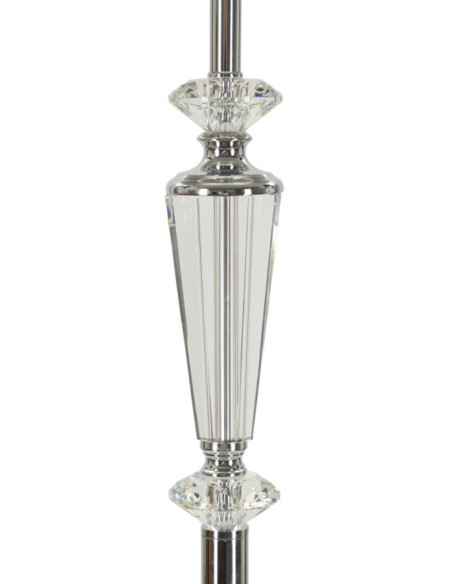 Lampadaire sur pied moderne chic Hauteur 164 cm en Métal Argenté Tissu Gris Verre Transparent Silvery 