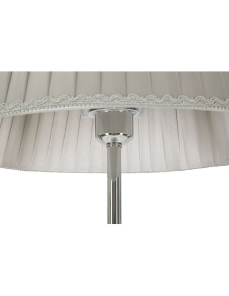 Lampadaire sur pied moderne chic Hauteur 164 cm en Métal Argenté Tissu Gris Verre Transparent Silvery 