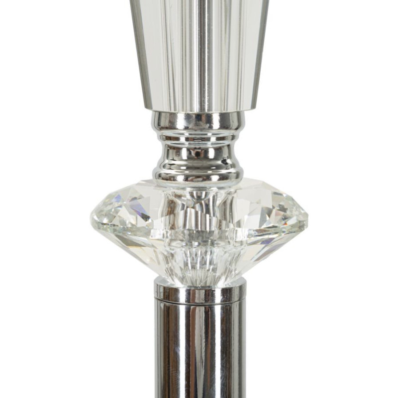 Lampadaire sur pied moderne chic Hauteur 164 cm en Métal Argenté Tissu Gris Verre Transparent Silvery 
