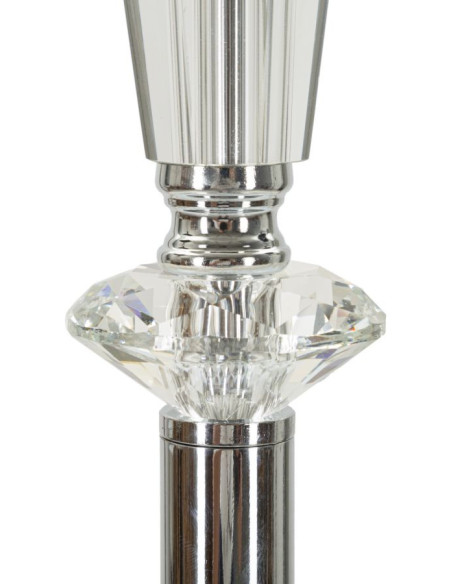 Lampadaire sur pied moderne chic Hauteur 164 cm en Métal Argenté Tissu Gris Verre Transparent Silvery 