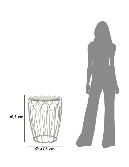 Grande Table d'appoint moderne chic Ronde en Marbre Blanc Métal Argenté Hook 