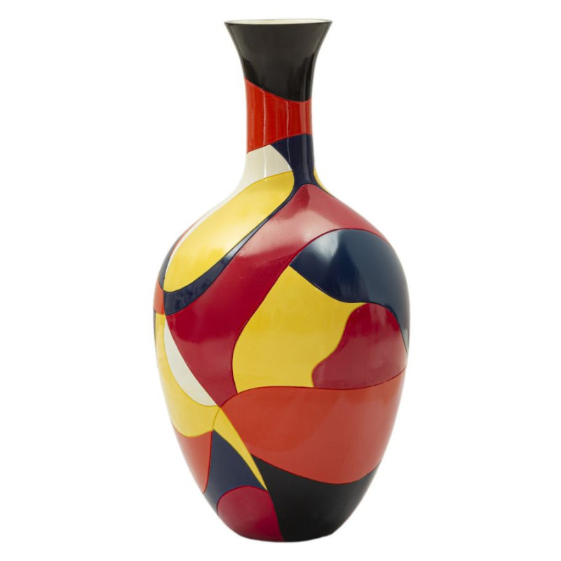 Vase moderne Rond Hauteur 59 cm en Résine Motif abstrait coloré Rubic 
