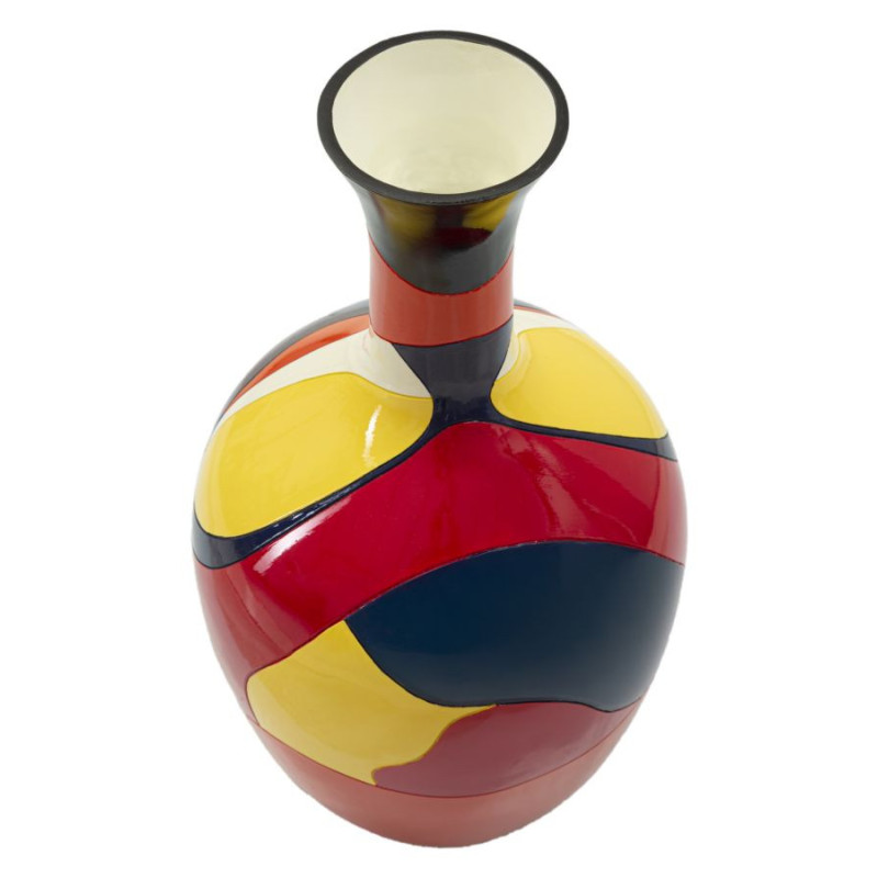 Vase moderne Rond Hauteur 59 cm en Résine Motif abstrait coloré Rubic 