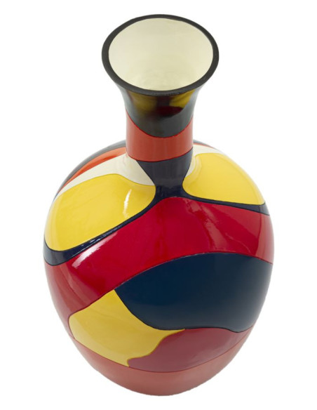 Vase moderne Rond Hauteur 59 cm en Résine Motif abstrait coloré Rubic 