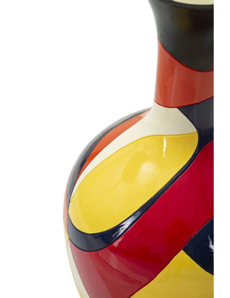 Vase moderne Rond Hauteur 59 cm en Résine Motif abstrait coloré Rubic 