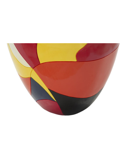 Vase moderne Rond Hauteur 59 cm en Résine Motif abstrait coloré Rubic 