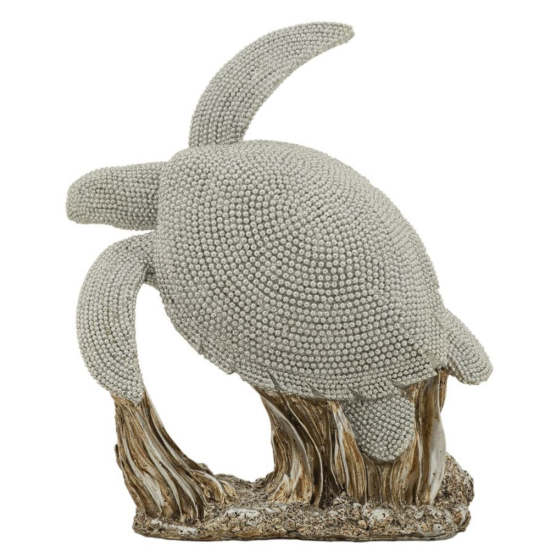Statuette déco moderne Tortue en Résine Argenté Brillant Sparky 