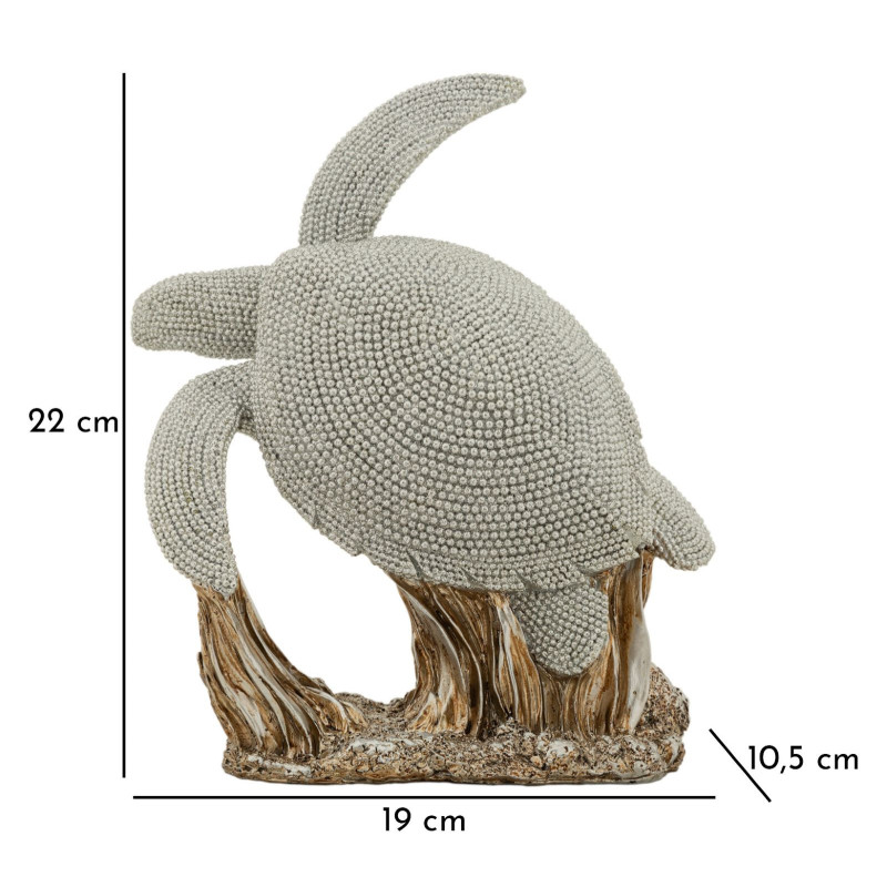 Statuette déco moderne Tortue en Résine Argenté Brillant Sparky 
