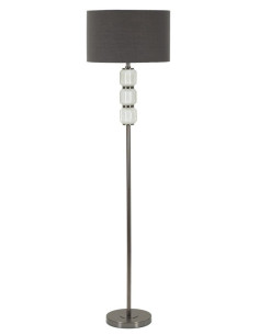 Lampadaire sur pied moderne Hauteur 164 cm en Céramique Blanc Brillant Tissu Gris Métal Argenté Brighty 