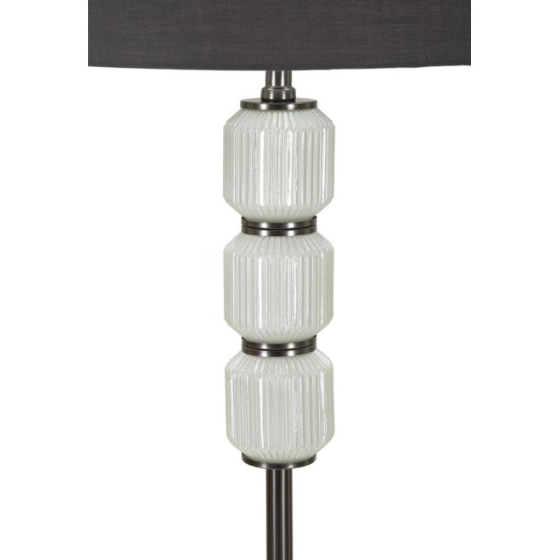 Lampadaire sur pied moderne Hauteur 164 cm en Céramique Blanc Brillant Tissu Gris Métal Argenté Brighty 