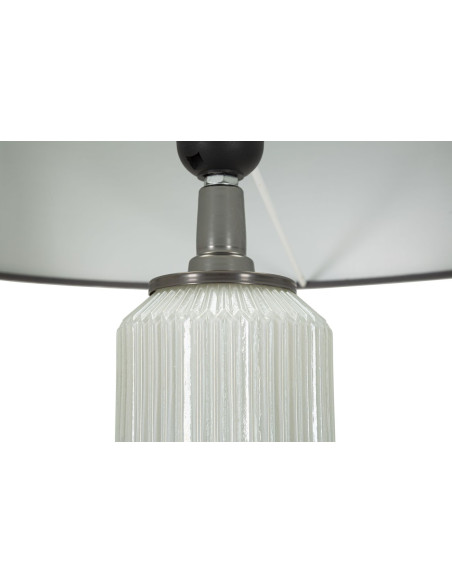 Lampadaire sur pied moderne Hauteur 164 cm en Céramique Blanc Brillant Tissu Gris Métal Argenté Brighty 