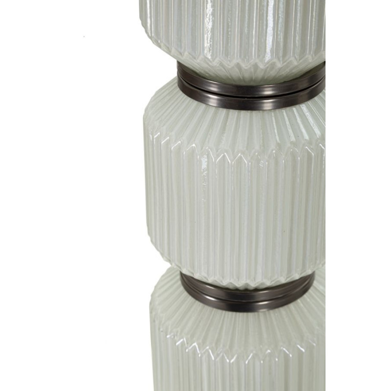 Lampadaire sur pied moderne Hauteur 164 cm en Céramique Blanc Brillant Tissu Gris Métal Argenté Brighty 