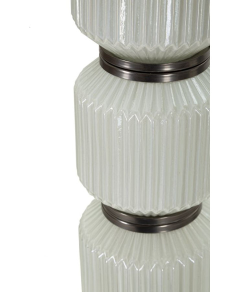 Lampadaire sur pied moderne Hauteur 164 cm en Céramique Blanc Brillant Tissu Gris Métal Argenté Brighty 