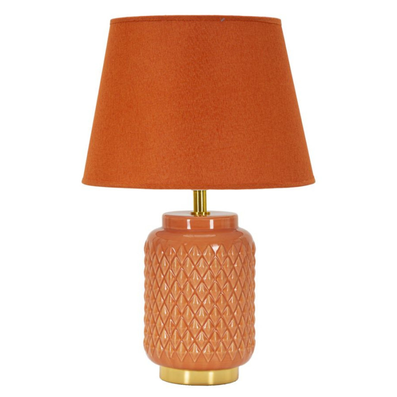 Lampe à poser moderne Hauteur 44 cm en Céramique Tissu Orange Métal Doré Square 