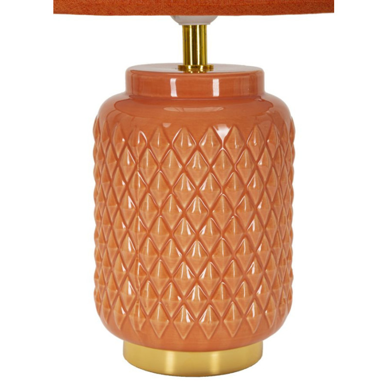 Lampe à poser moderne Hauteur 44 cm en Céramique Tissu Orange Métal Doré Square 