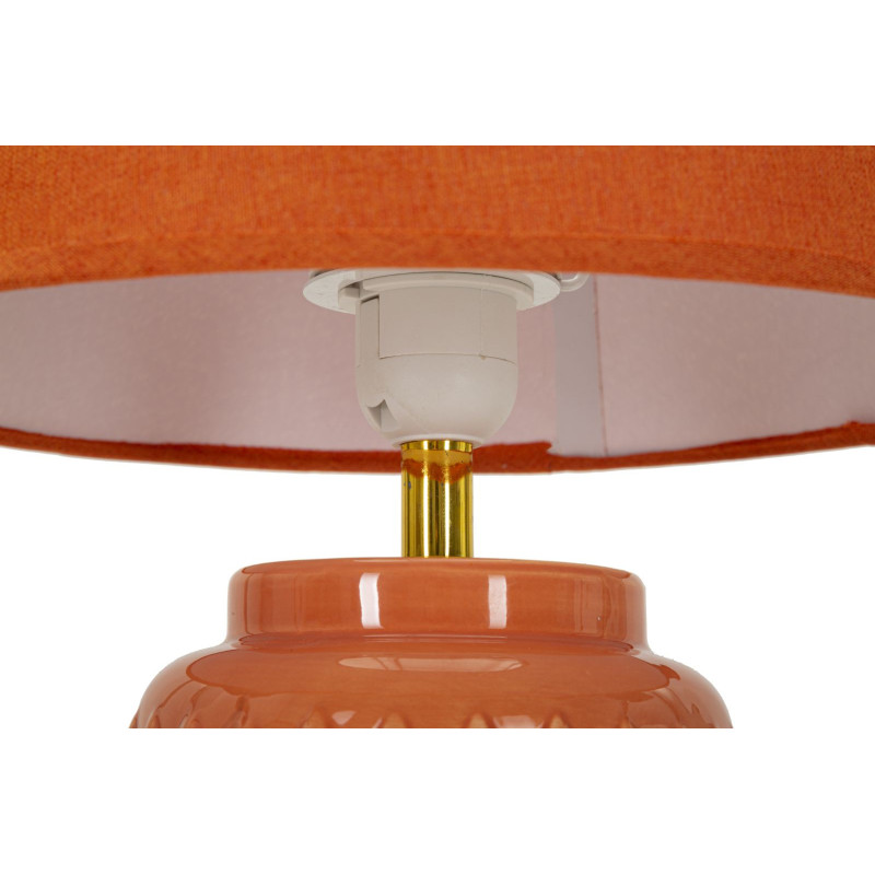 Lampe à poser moderne Hauteur 44 cm en Céramique Tissu Orange Métal Doré Square 