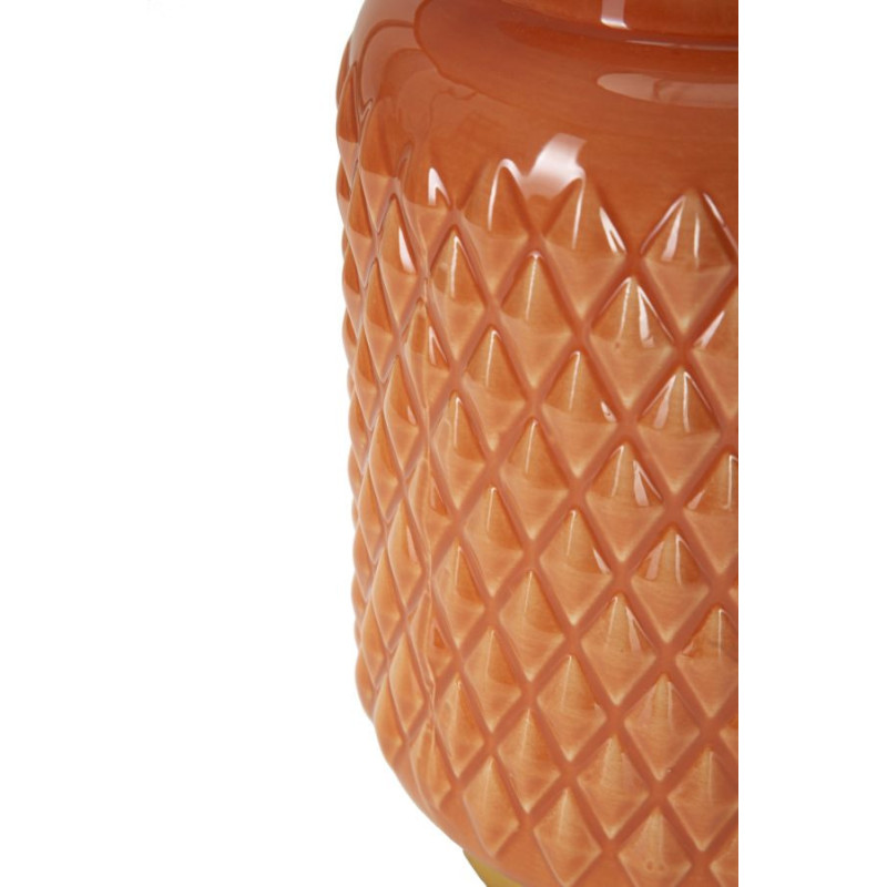 Lampe à poser moderne Hauteur 44 cm en Céramique Tissu Orange Métal Doré Square 