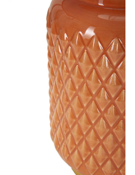 Lampe à poser moderne Hauteur 44 cm en Céramique Tissu Orange Métal Doré Square 