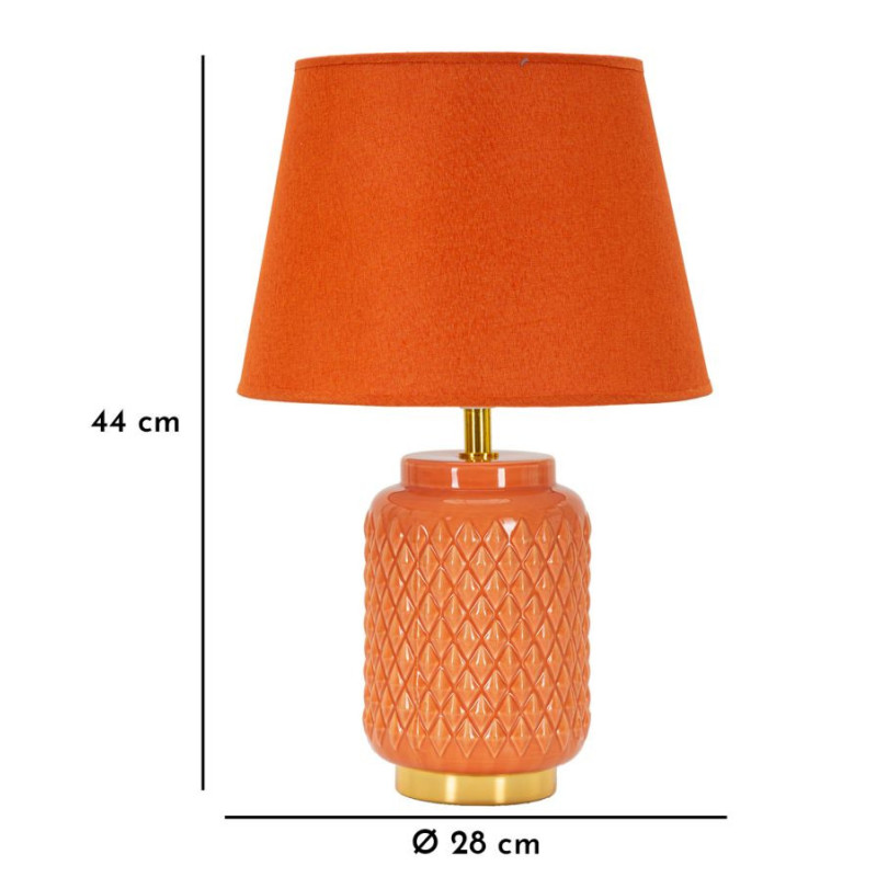 Lampe à poser moderne Hauteur 44 cm en Céramique Tissu Orange Métal Doré Square 